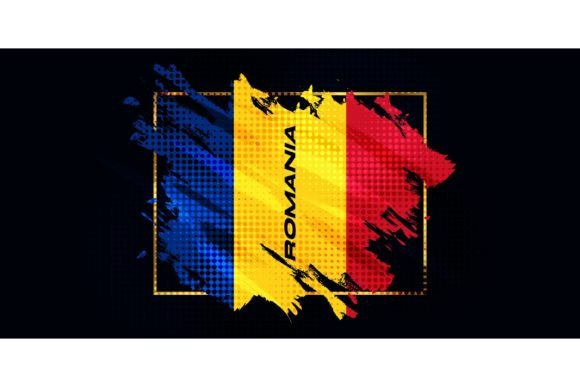 Download Romania Flag with Brush Stroke Style - Stroke Collection
