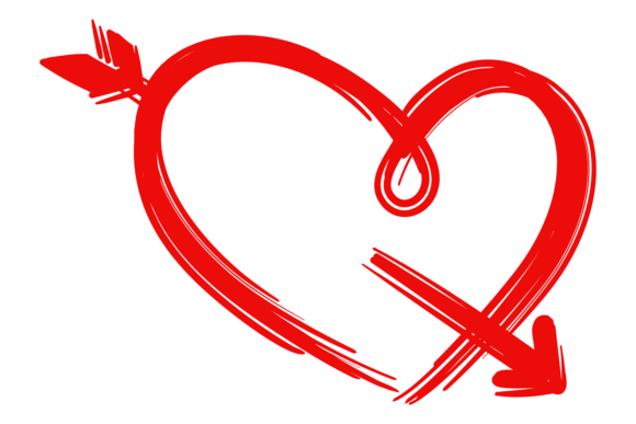 Download Heart Arrow Doodle in Brush Stroke Style - Stroke Collection