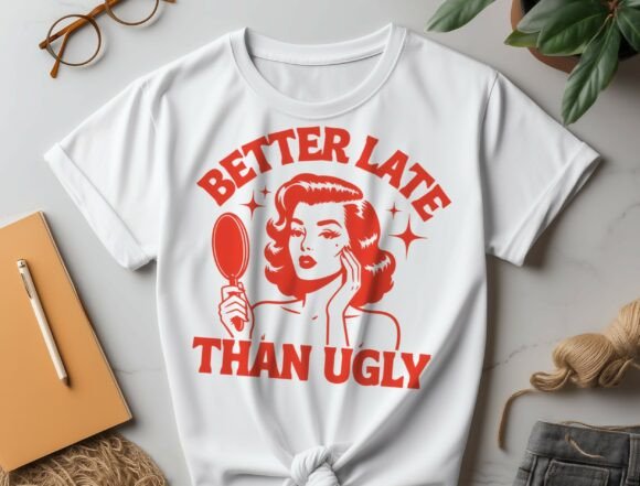 Download Better Late Than Ugly PNG, Retro Red - Premium Bundle