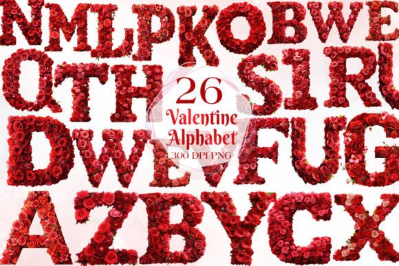 Download Valentine Rose Alphabet Clipart Bundle - Premium Resources