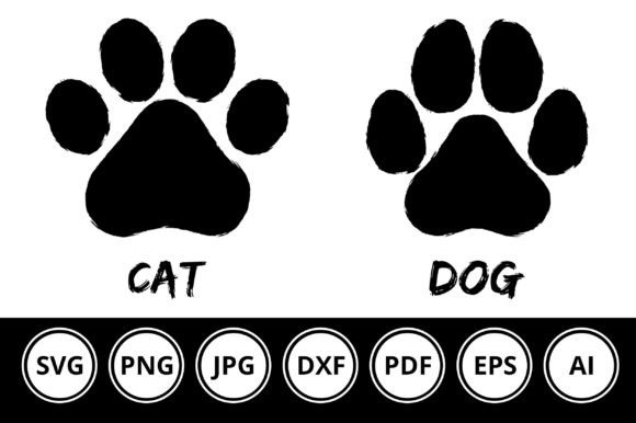 Download Cat Dog Paw Print in Brush Stroke Style - Stroke Collection